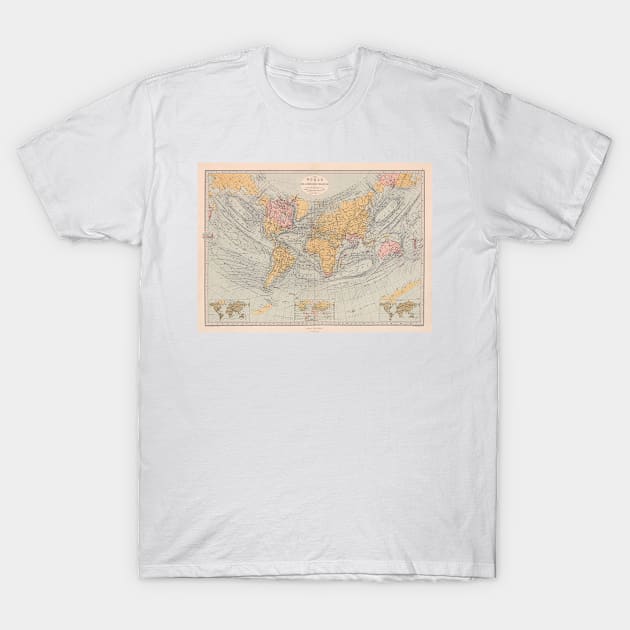 Old World Map (1845) Vintage Global Continents Atlas T-Shirt by Bravuramedia